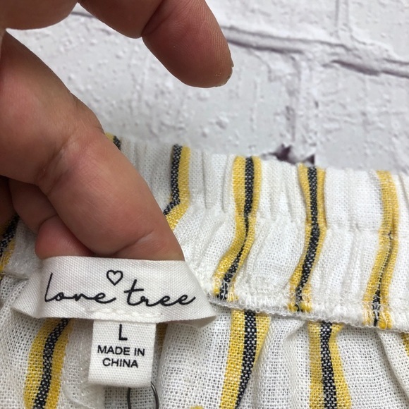 Love Tree striped high waist linen cuffed shorts size large - Picture 7 of 8